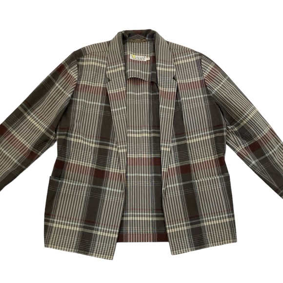 Vintage LAUREL By Escada Plaid Oversized Open Front Blazer Jacket Sz 40 L - Picture 4 of 12
